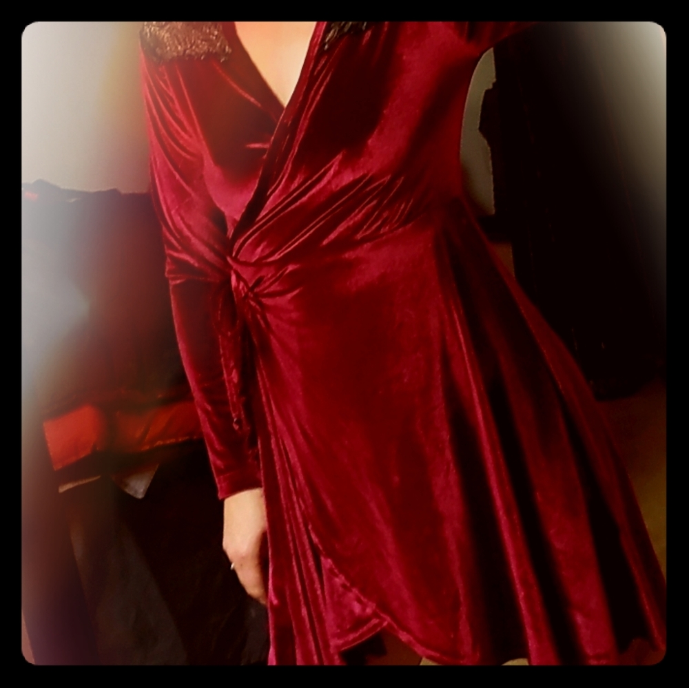 Velvet wrap dress.